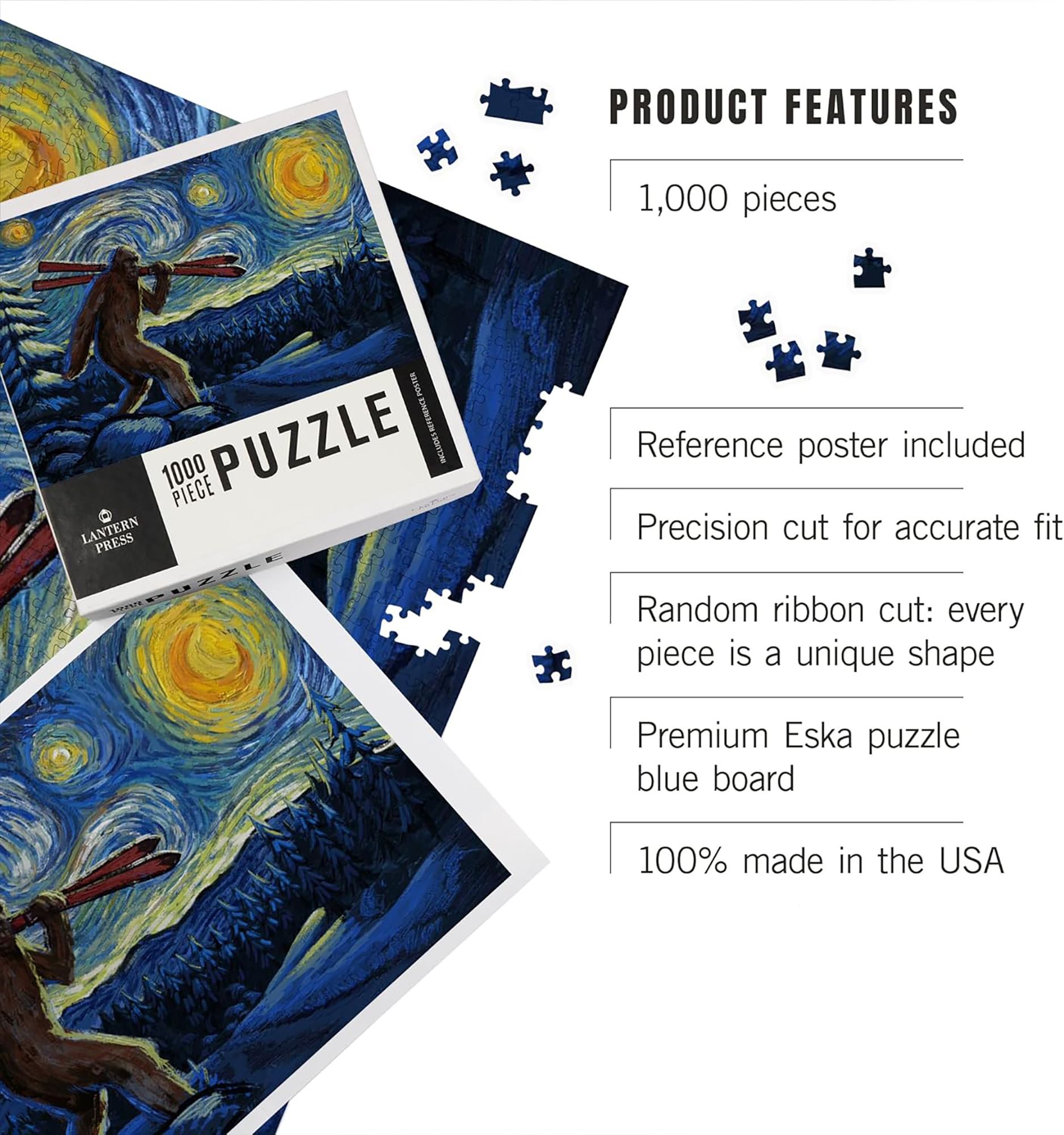 Lantern Press Bigfoot Snow 1,000 Piece Puzzle product image