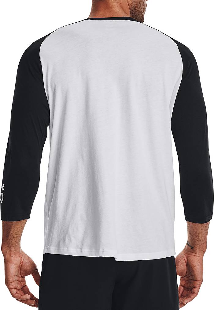 Under Armour Men's Classic 3/4 Sleeve T-Shirt - White Black - L (Large)