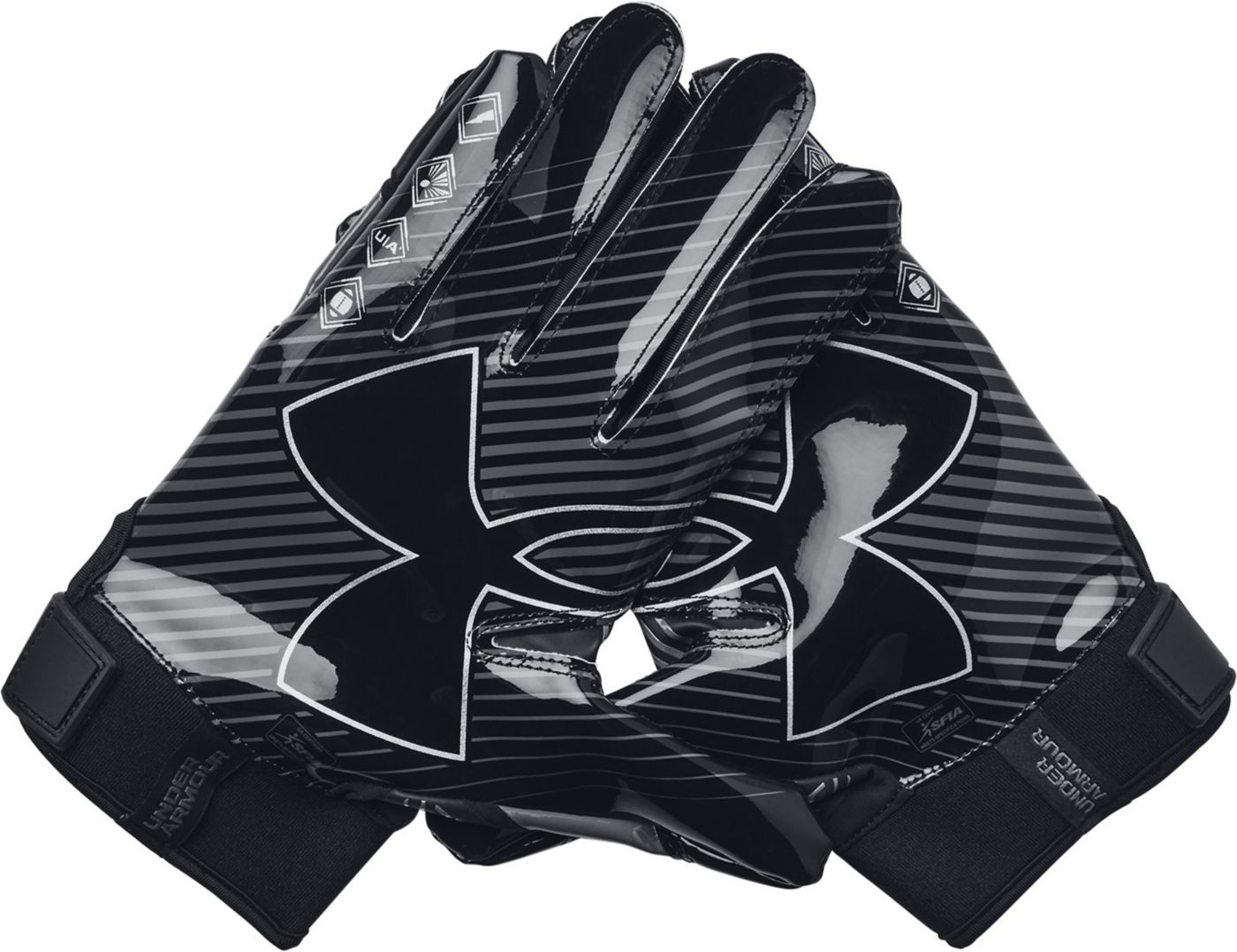 All black under armour football gloves clearance