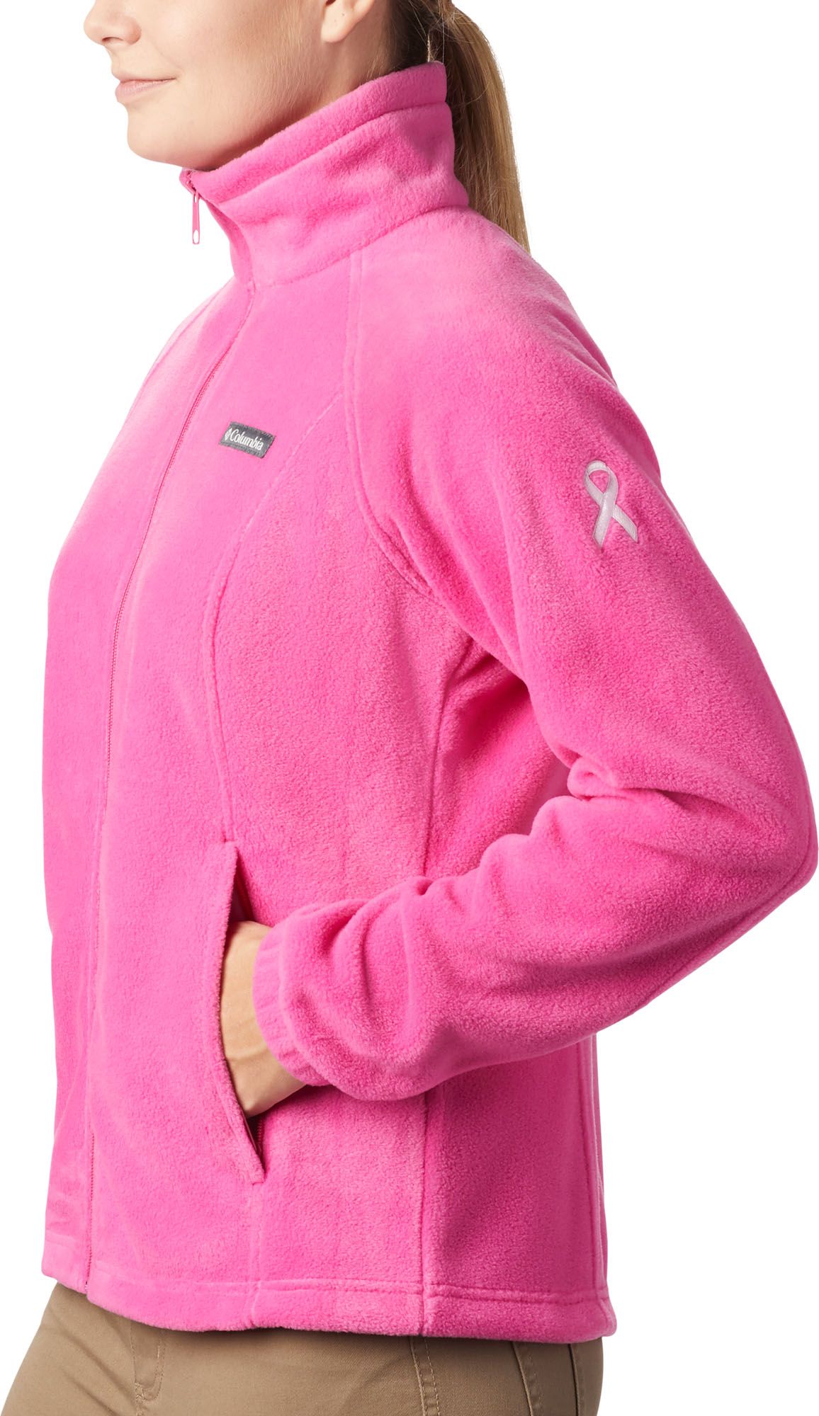 columbia pink fleece jacket breast cancer