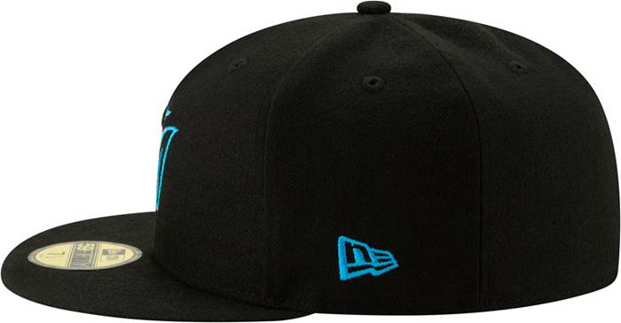 New Era Men's Miami Marlins 59Fifty Game Black Authentic Hat