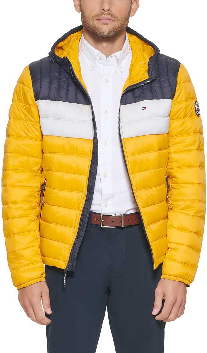 Tommy Hilfiger Men's Quilted Lightweight Colorblock Hooded Puffer Jacket product image