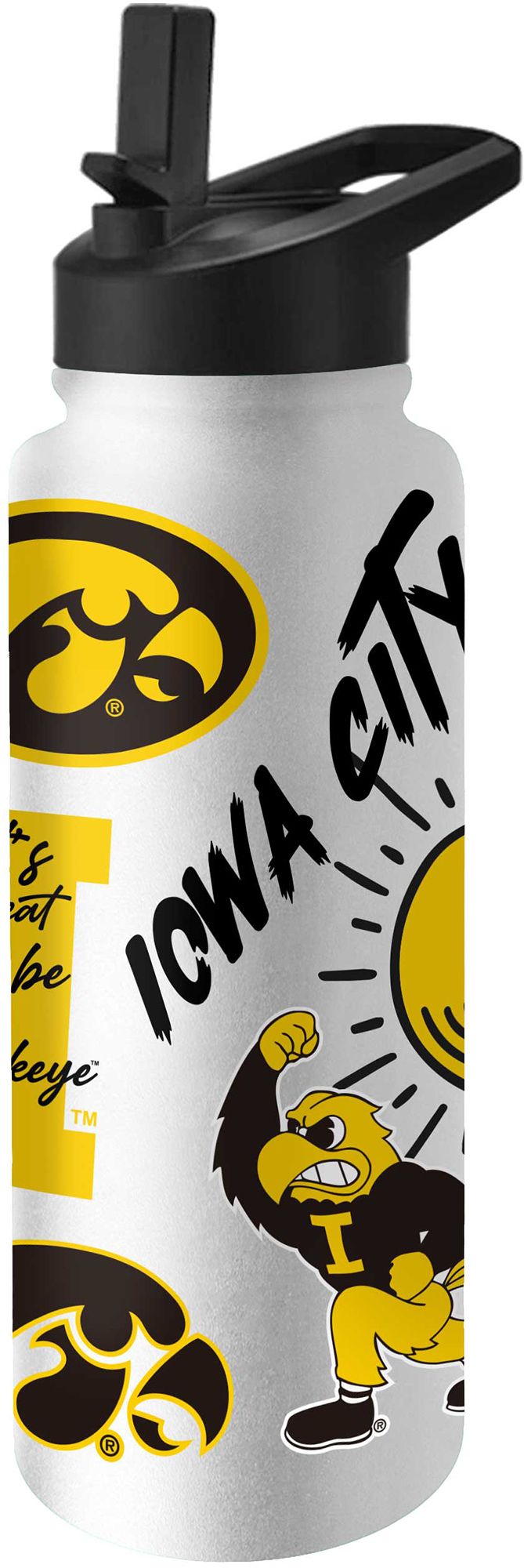 Logo Brands Iowa Hawkeyes 34 oz. Stainless Steel Native Quencher Water Bottle product image