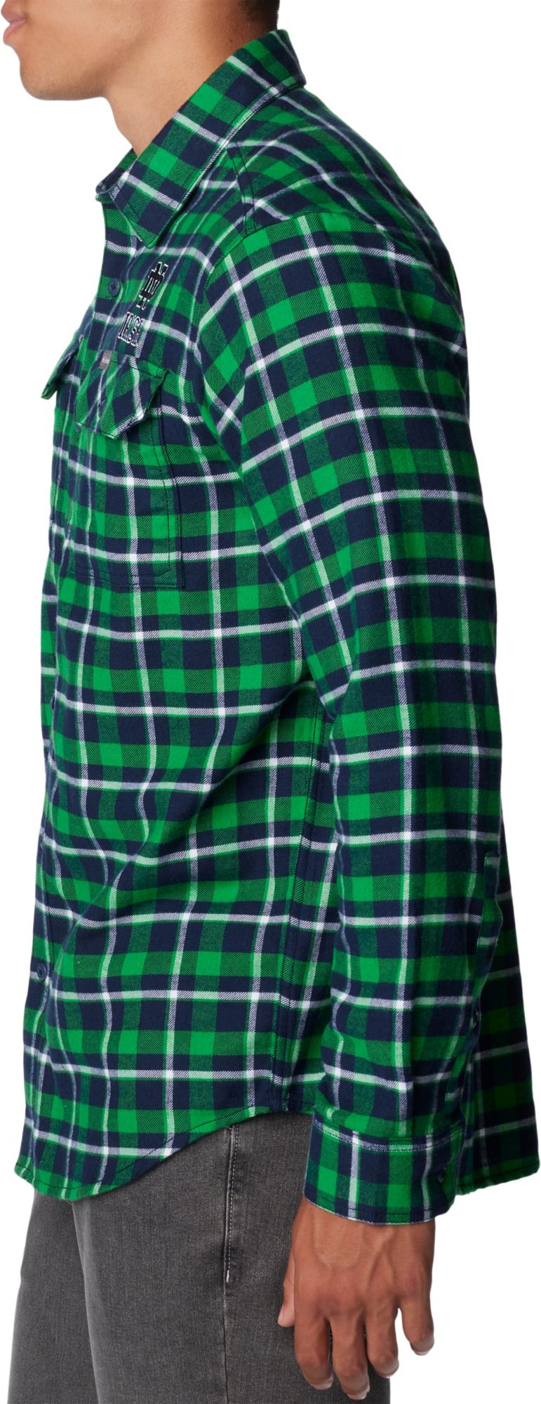 Columbia Men's Notre Dame Fighting Irish Green Plaid Flare Gun Flannel Button Down Long Sleeve Shirt product image