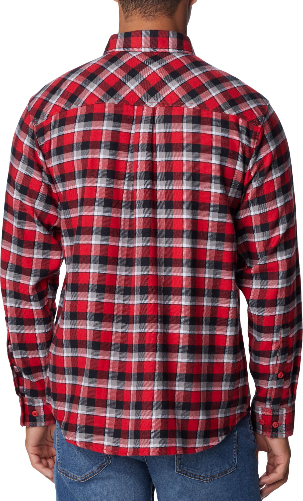 Columbia Men's Ohio State Buckeyes Scarlet Plaid Flare Gun Flannel Button Down Long Sleeve Shirt