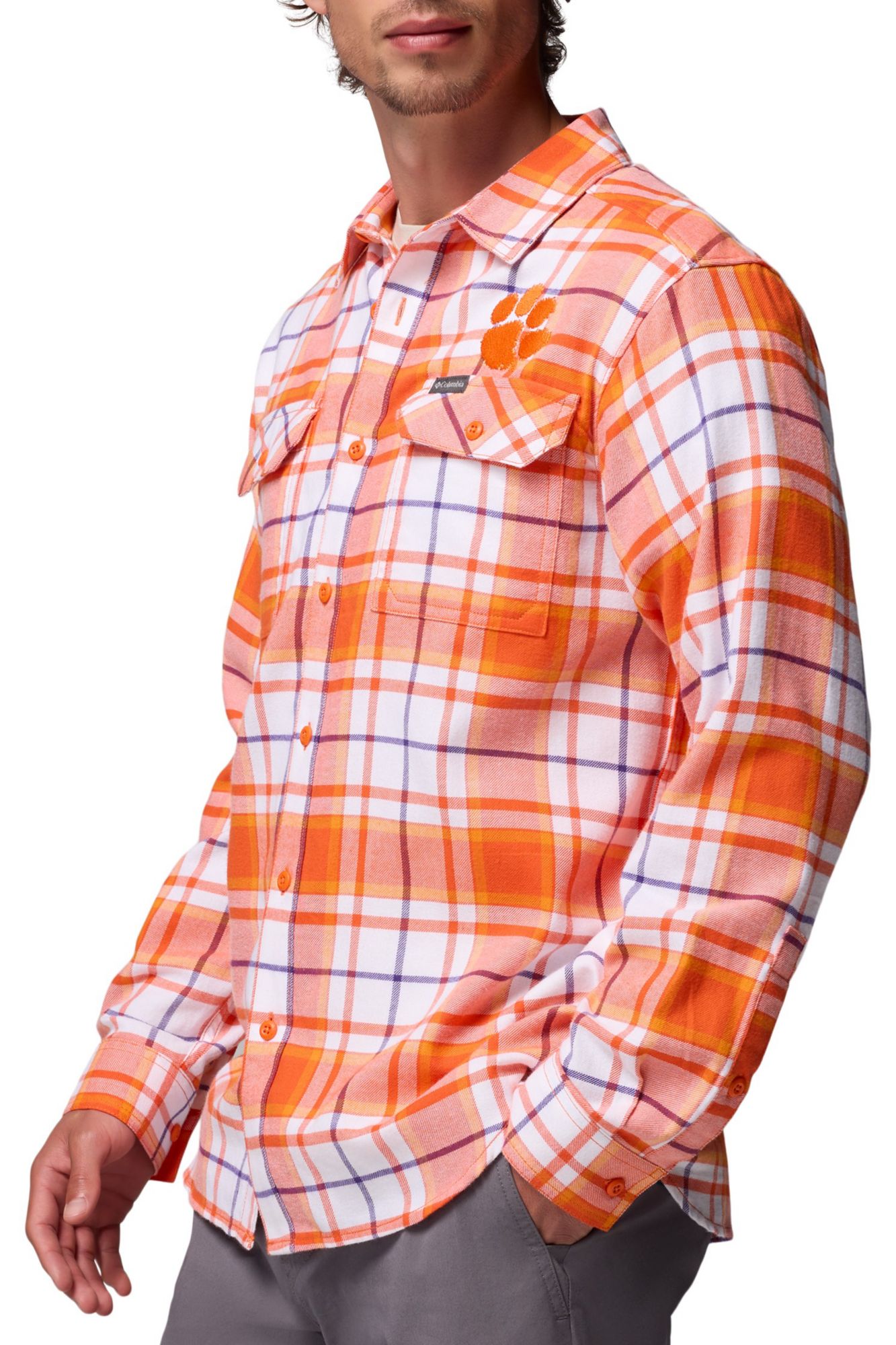 Columbia Men's Clemson Tigers Orange Flare Gun Flannel Long Sleeve Shirt product image