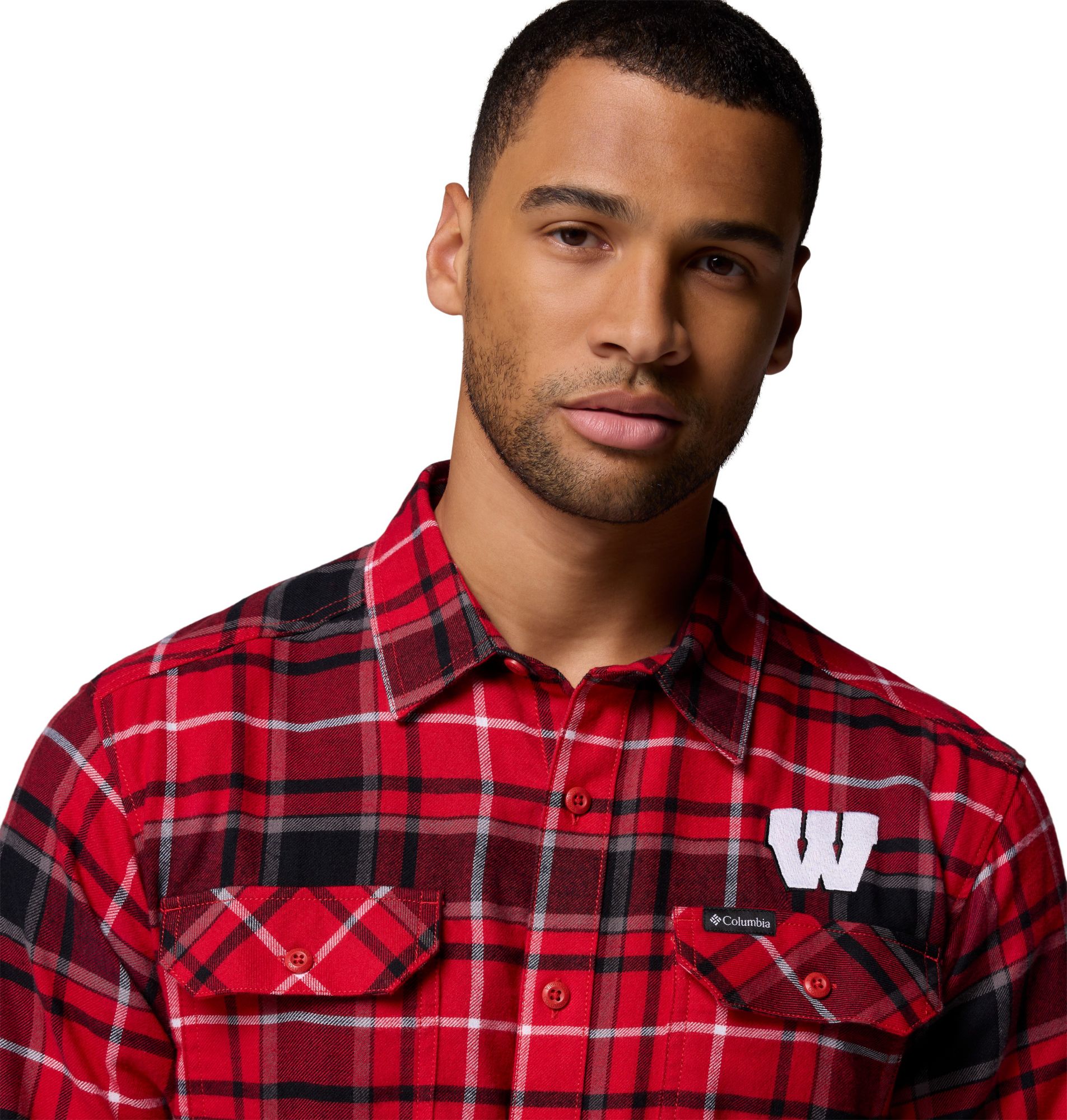 Columbia Men's Wisconsin Badgers Red Flare Gun Flannel Long Sleeve Shirt product image