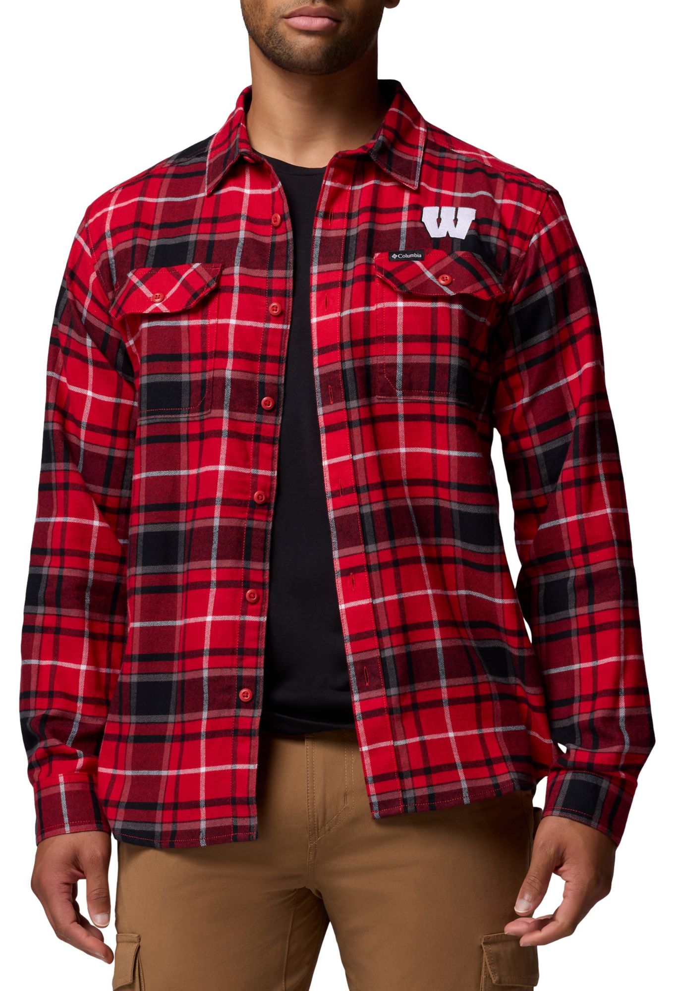 Columbia Men's Wisconsin Badgers Red Flare Gun Flannel Long Sleeve Shirt product image
