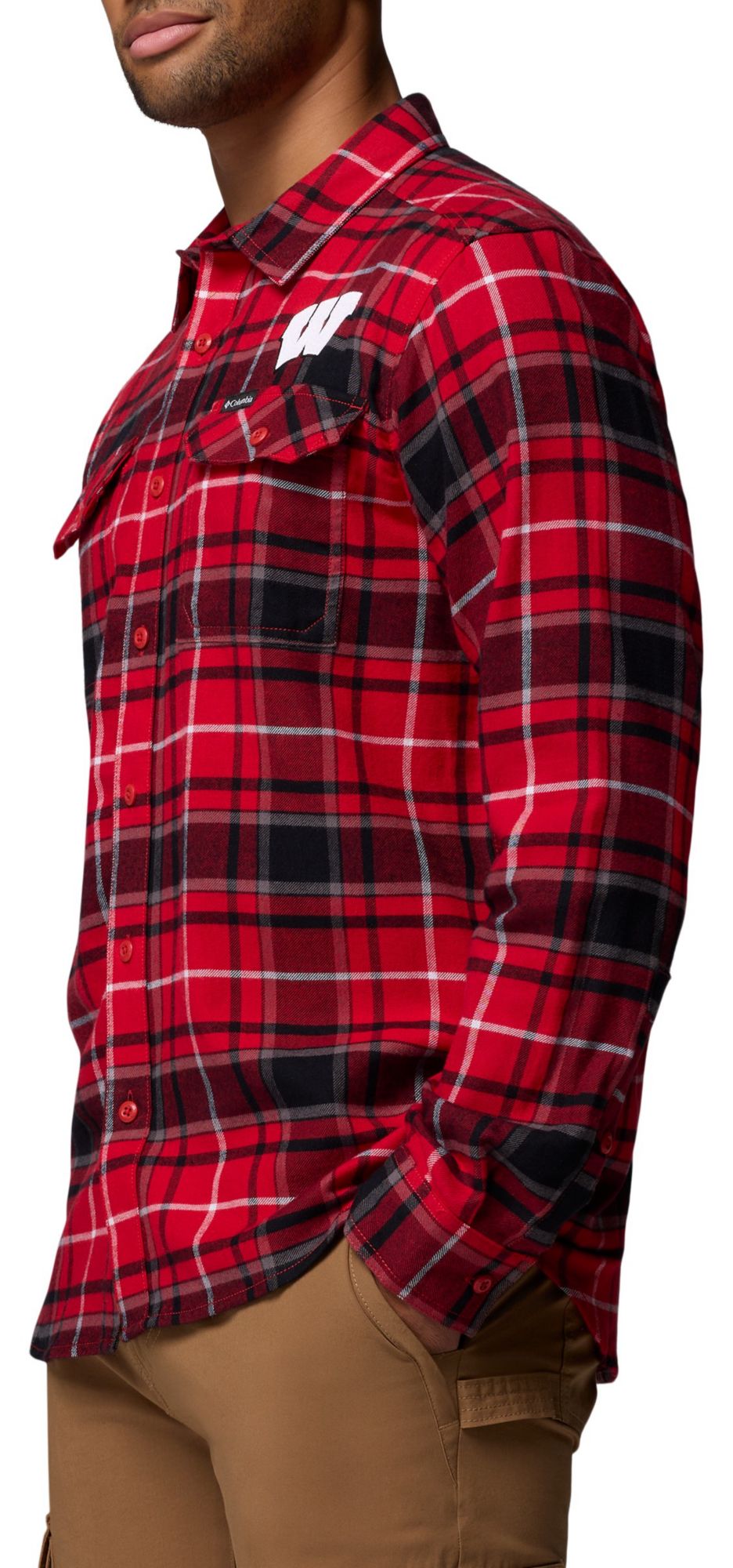 Columbia Men's Wisconsin Badgers Red Flare Gun Flannel Long Sleeve Shirt product image