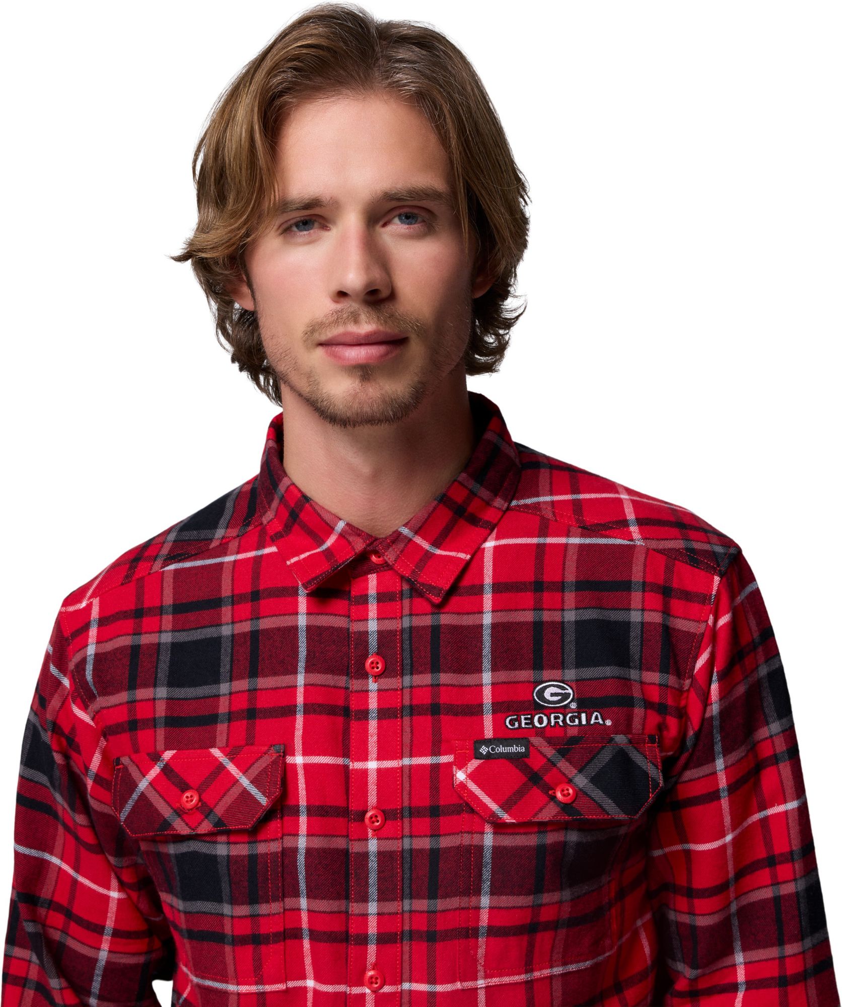 Columbia Men's Georgia Bulldogs Red Flare Gun Flannel Long Sleeve Shirt product image