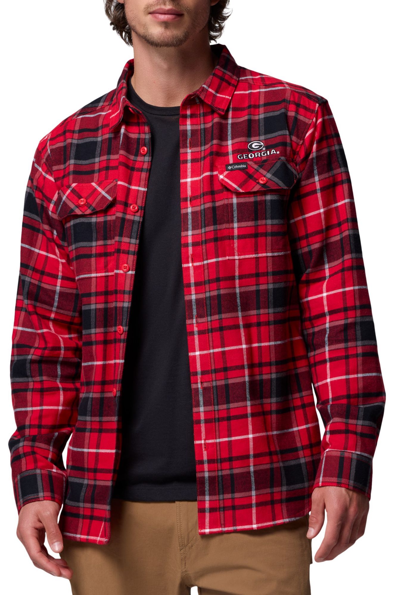 Columbia Men's Georgia Bulldogs Red Flare Gun Flannel Long Sleeve Shirt product image