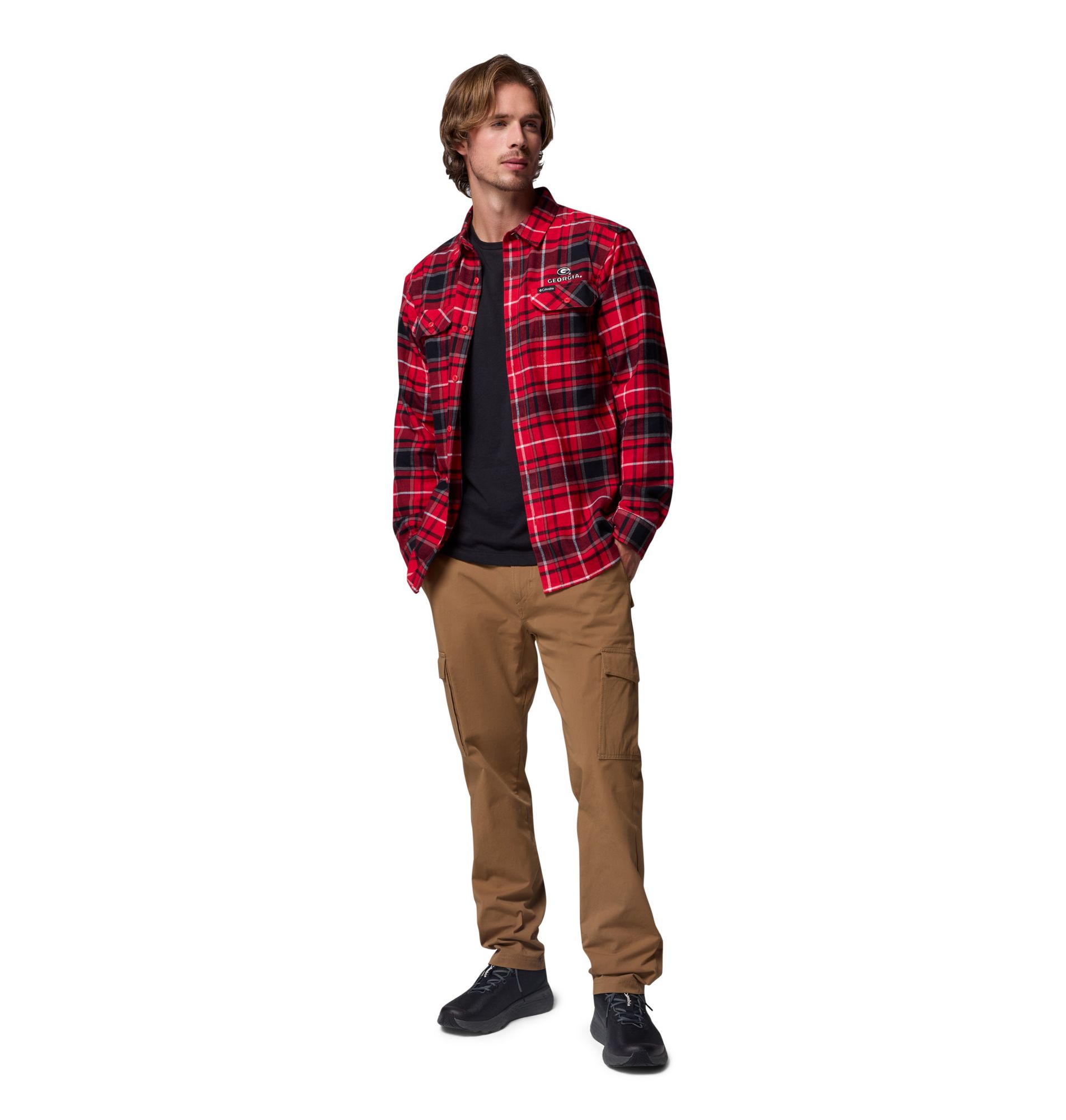 Columbia Men's Georgia Bulldogs Red Flare Gun Flannel Long Sleeve Shirt product image