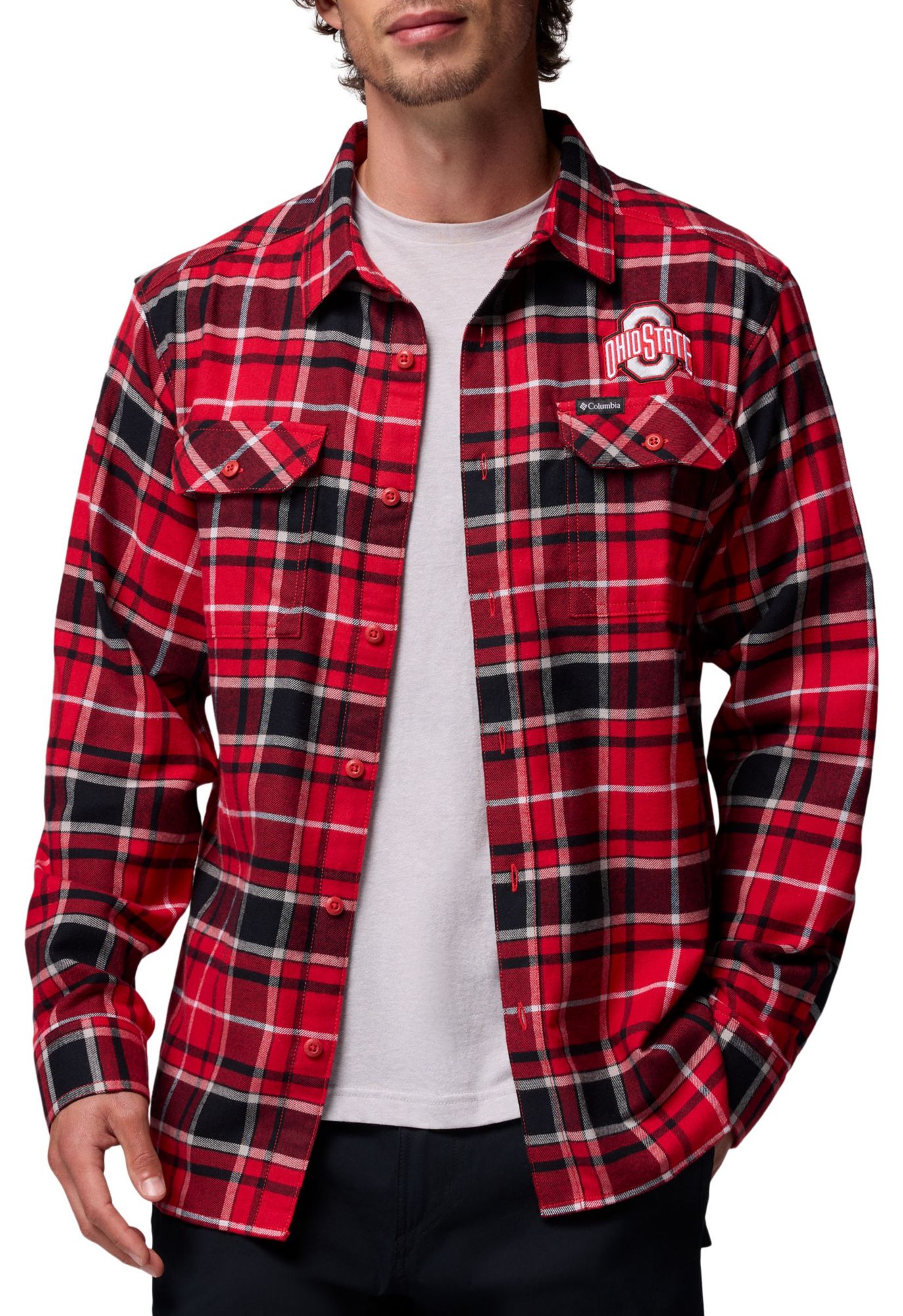 Columbia Men's Ohio State Buckeyes Red Flare Gun Flannel Long Sleeve Shirt product image