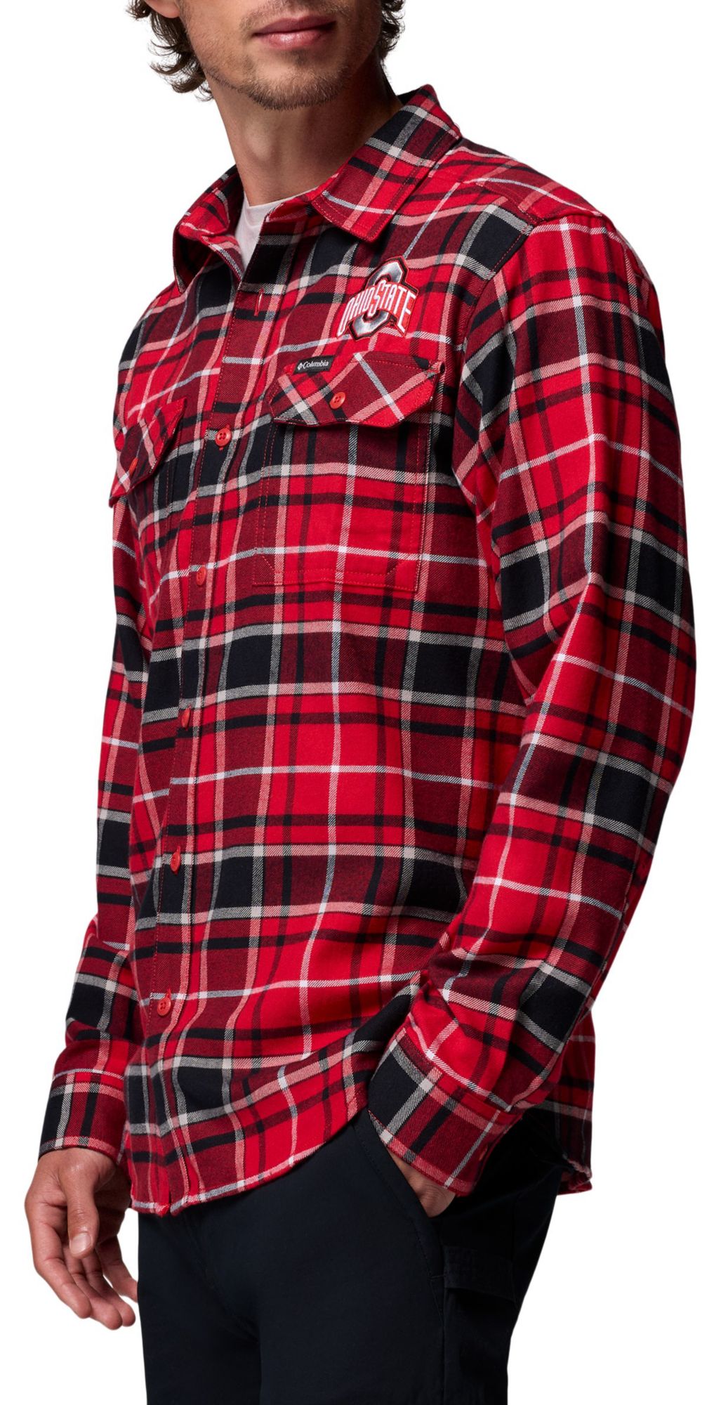 Columbia Men's Ohio State Buckeyes Red Flare Gun Flannel Long Sleeve Shirt product image