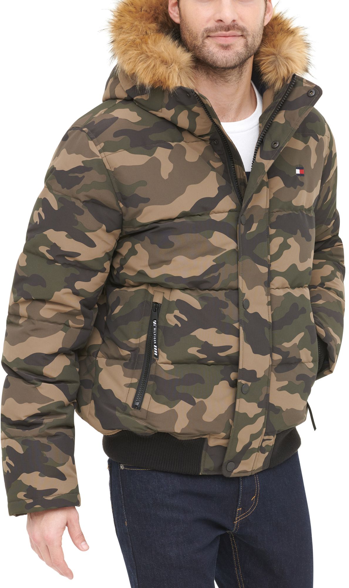 tommy hilfiger men's arctic cloth quilted snorkel bomber