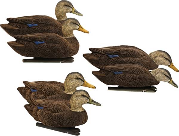 Avian-X Topflight Flocked Black Duck Floater Decoys - 6 Pack