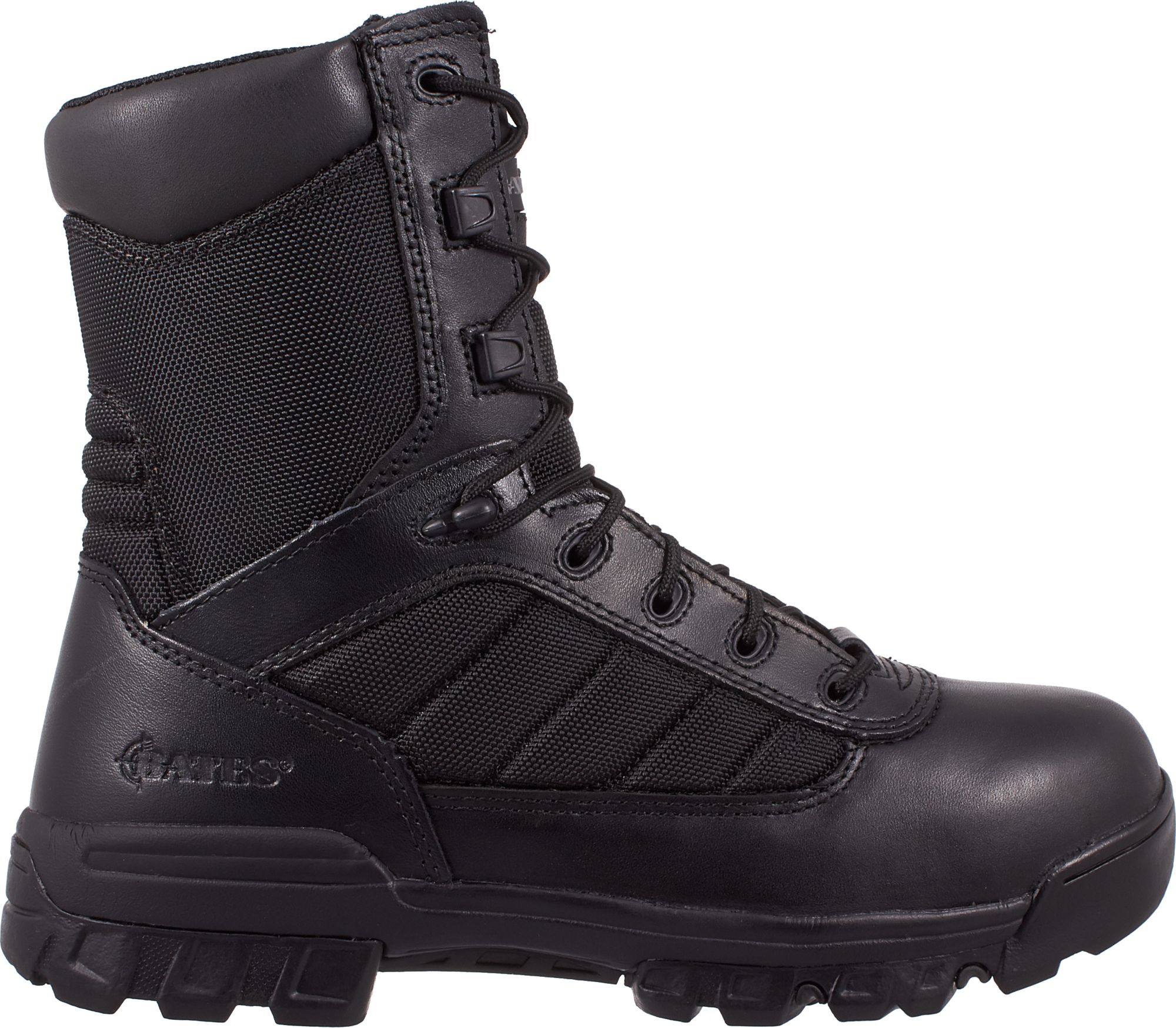 black work boots with side zipper