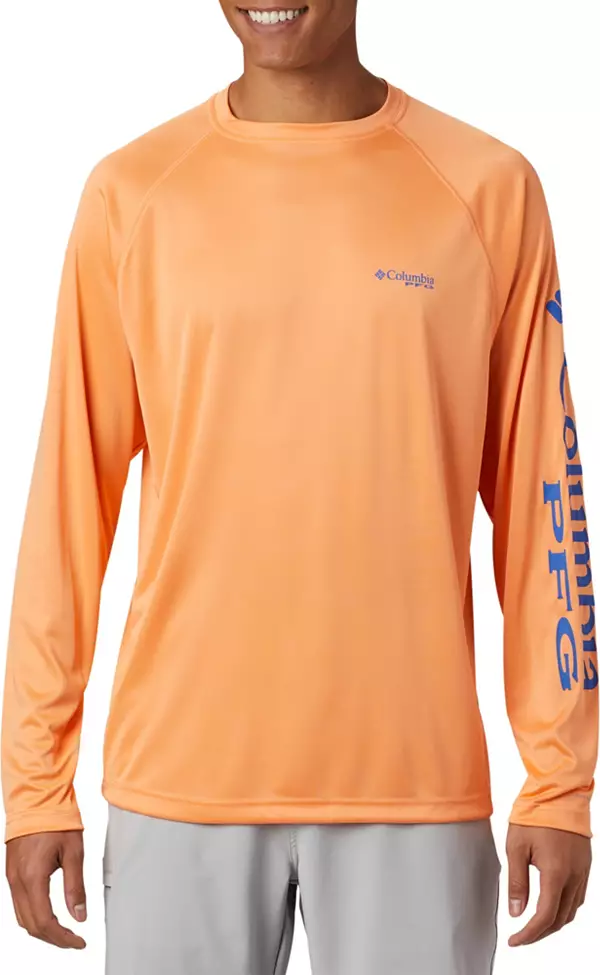 Columbia Men's PFG Terminal Tackle Long Sleeve Shirt, XLT, Bright Nectar/Vivid Blue