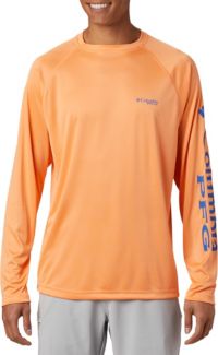 Columbia Men's PFG Terminal Tackle Long Sleeve Shirt, 2X, Bright Nectar/Vivid Blue