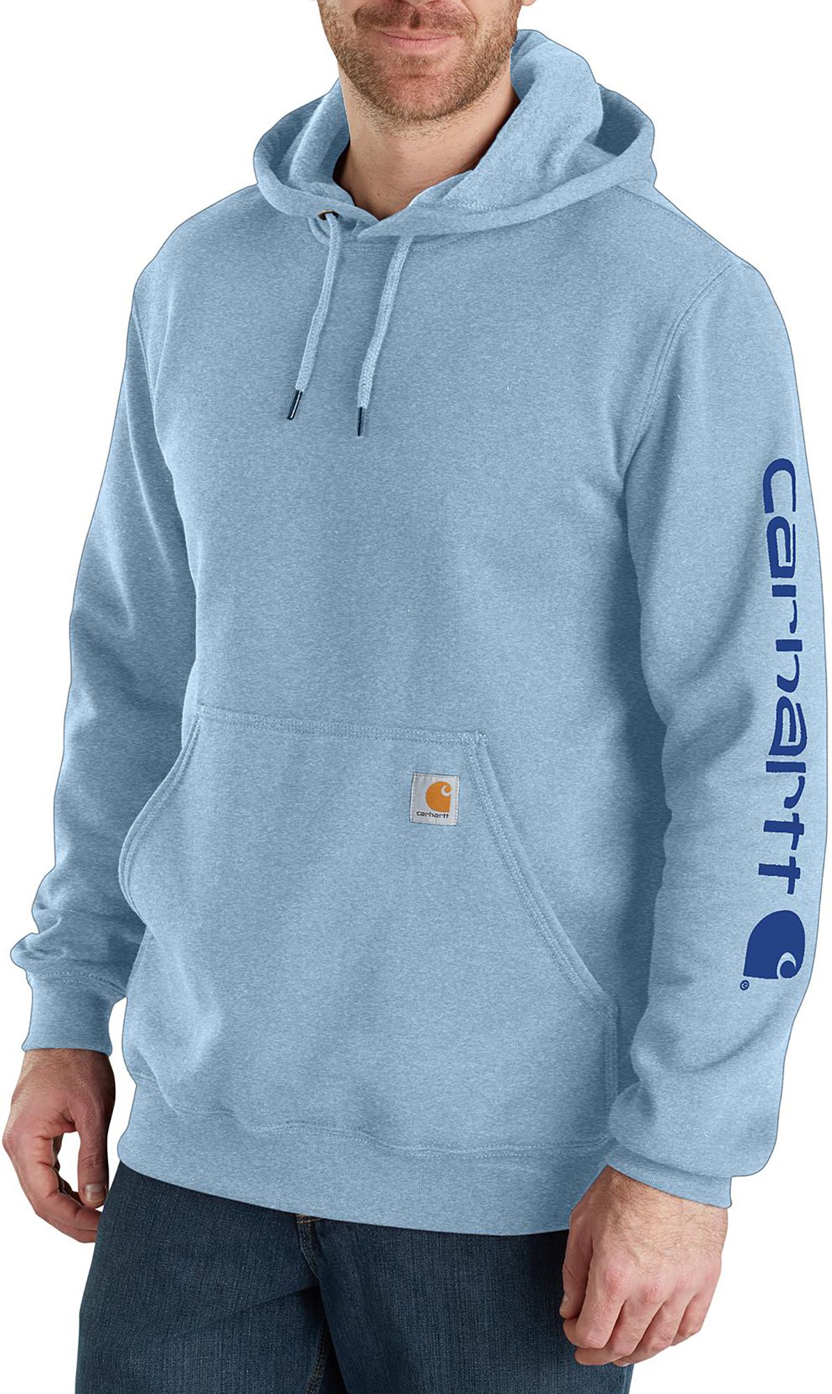 Carhartt Men's Loose Fit Midweight Logo Sleeve Graphic Sweatshirt - Alpine Blue Heather