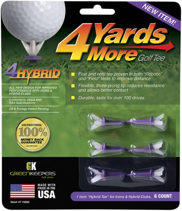 GreenKeepers 1” Hybrid 4 More Yards Golf Tees – 6 Pack product image
