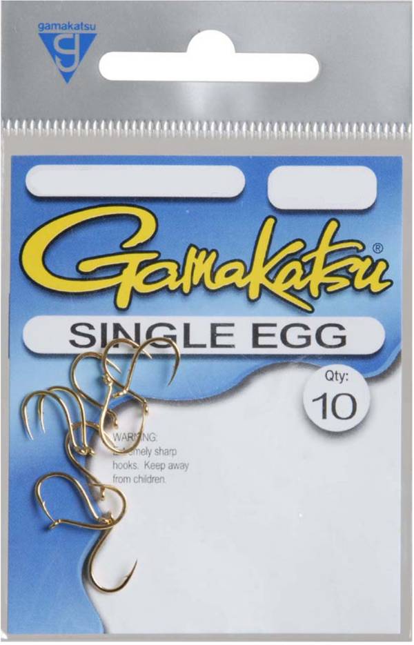 Gamakatsu Barb On Shank Single Egg Fish Hooks - 10 Pack