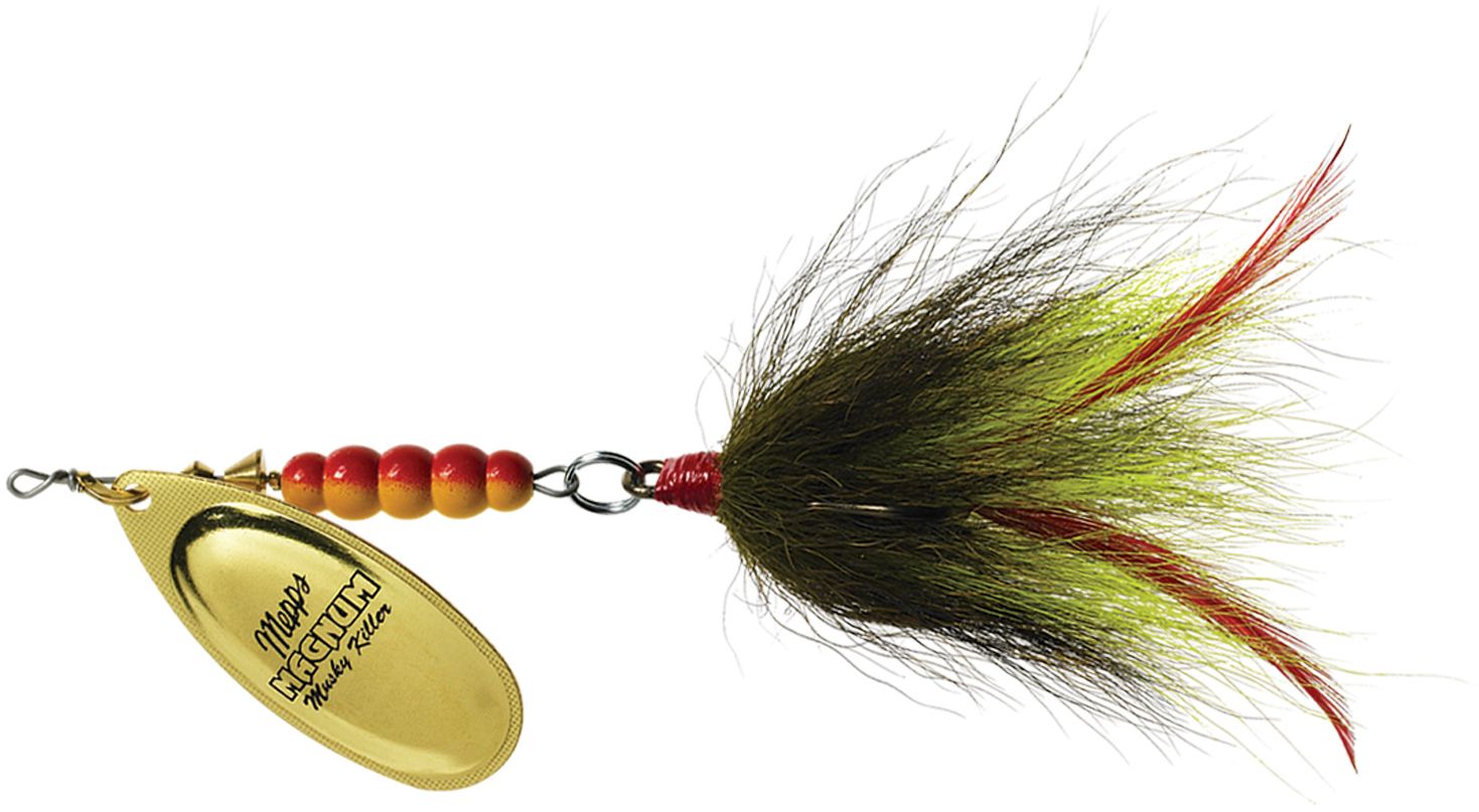 bulk mephis fishing lures Mepps Black Fury Plain - Yellow Dot This is the perfect lure for trophy musky and monster northern pike when a larger profile lure is needed to match the size of the the forage Mepps Fishing Lures Aglia Long-Dressed