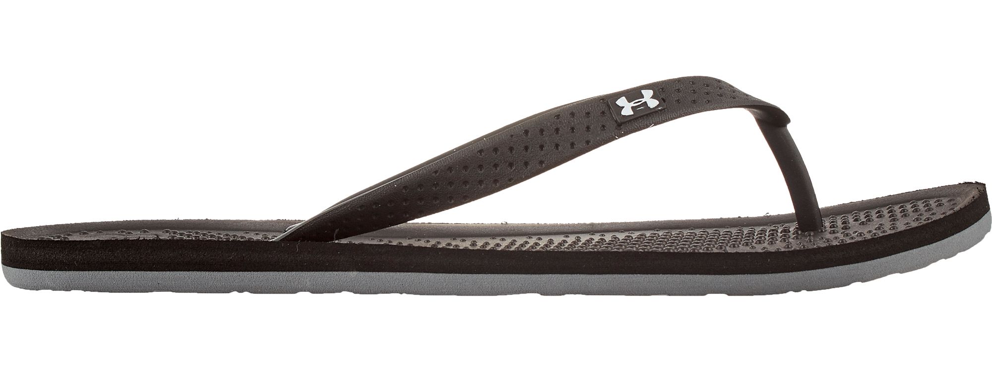 women's black under armour flip flops