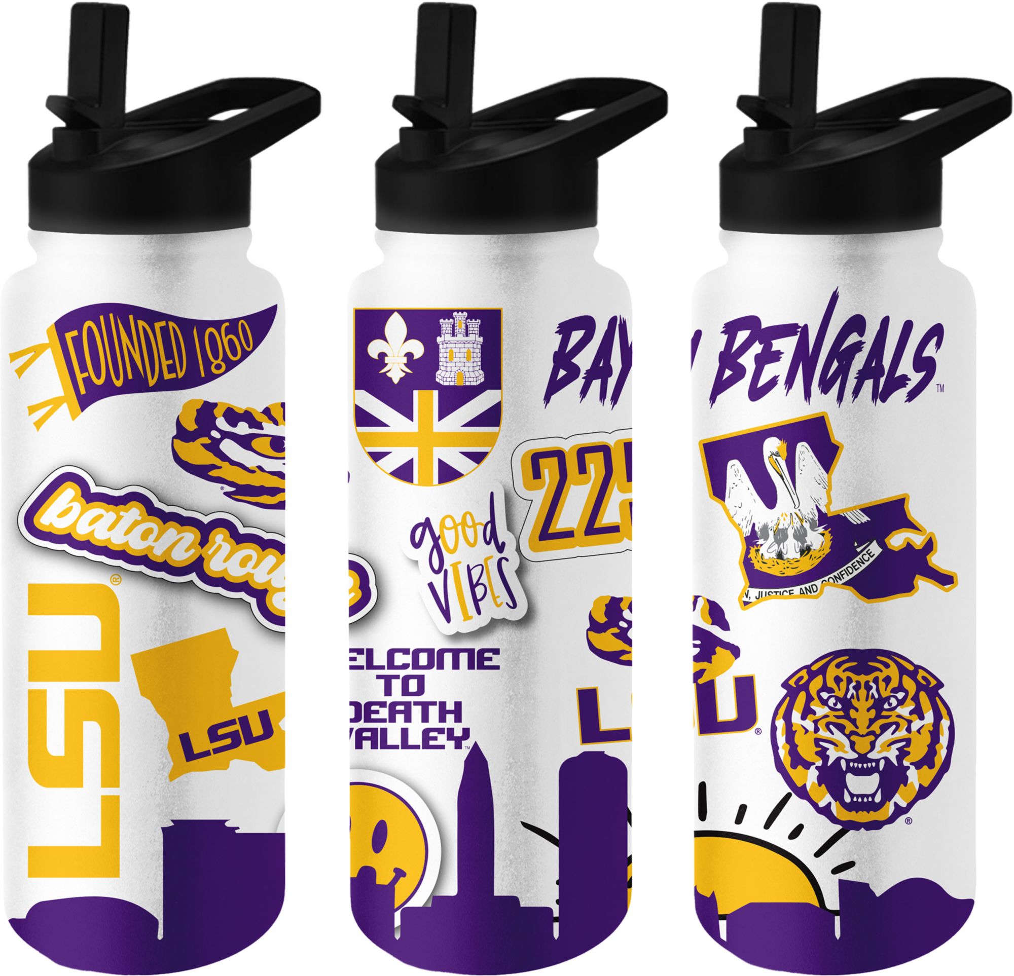Logo Brands LSU Tigers 34 oz. Stainless Steel Native Quencher Water Bottle product image