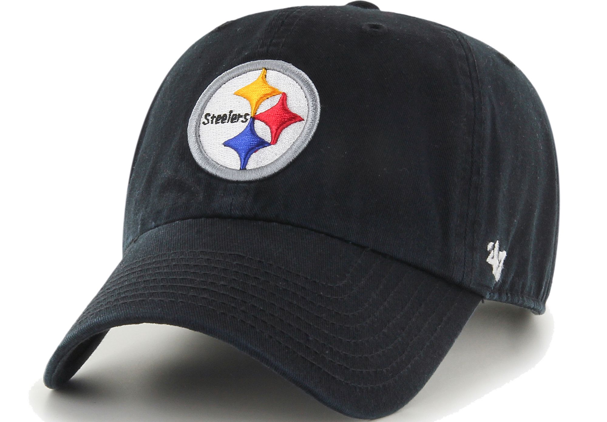 '47 Men's Pittsburgh Steelers Black Clean Up Adjustable Hat