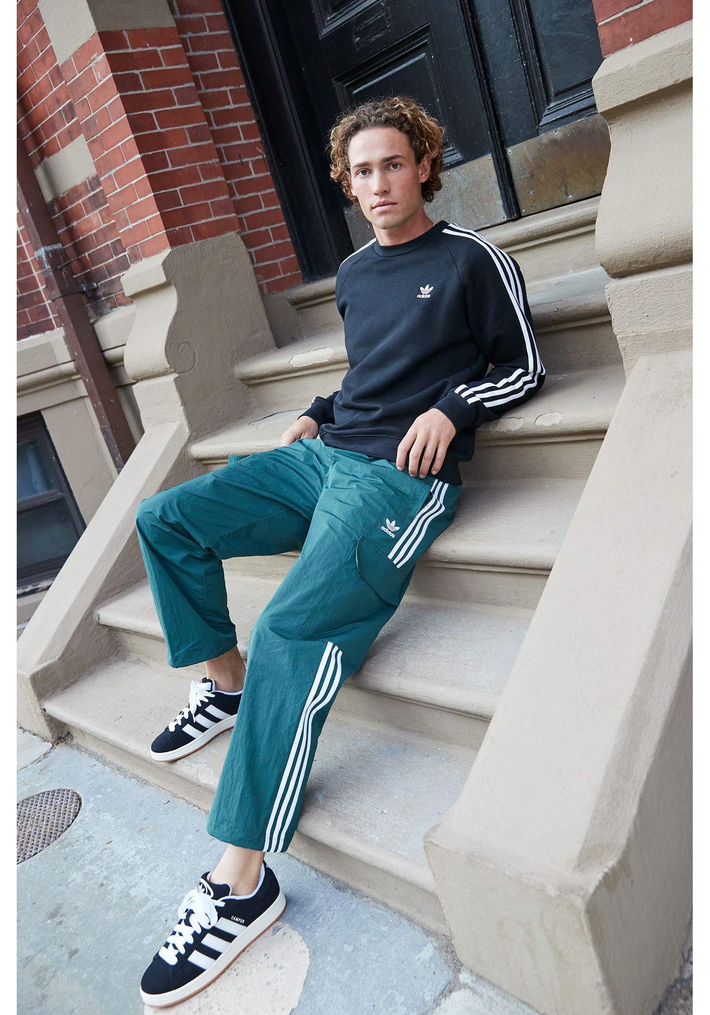 Adidas track denim sweatshirt hotsell