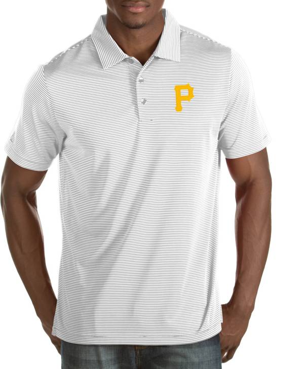 Antigua Men's Pittsburgh Pirates Quest White Performance Polo