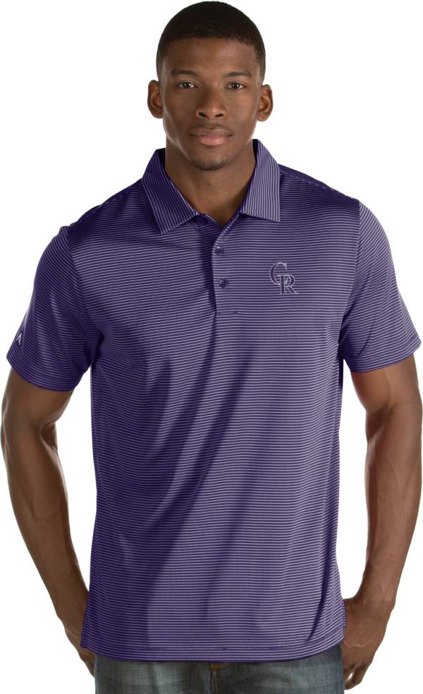 Antigua Men's Colorado Rockies Purple Quest Performance Polo