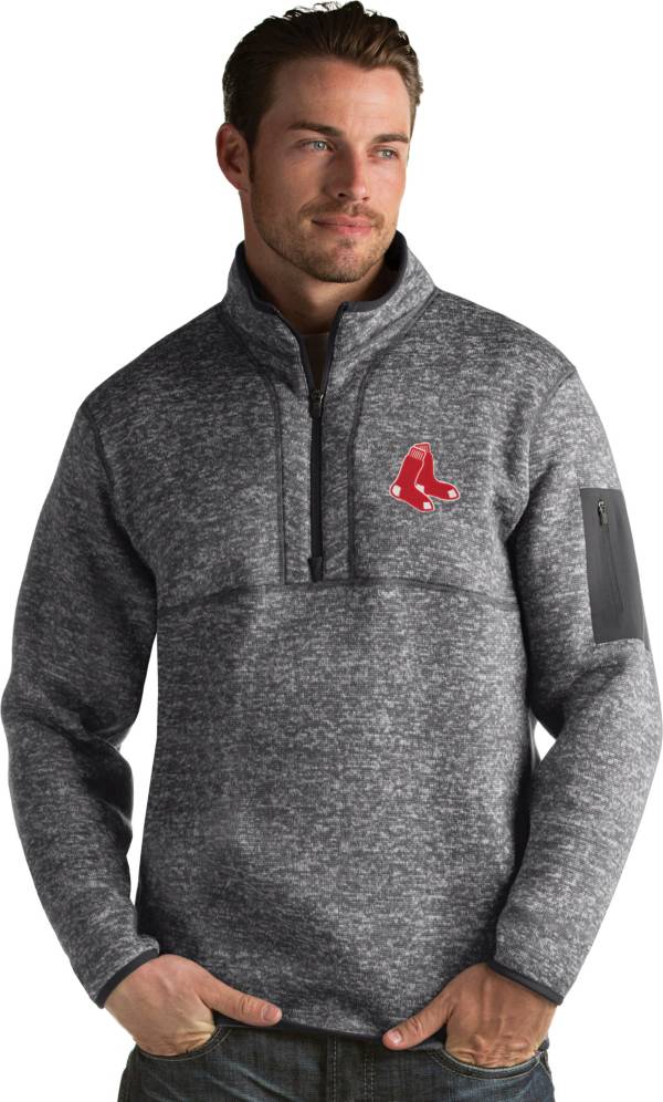 Antigua Men's Boston Red Sox Fortune Grey Half-Zip Pullover product image