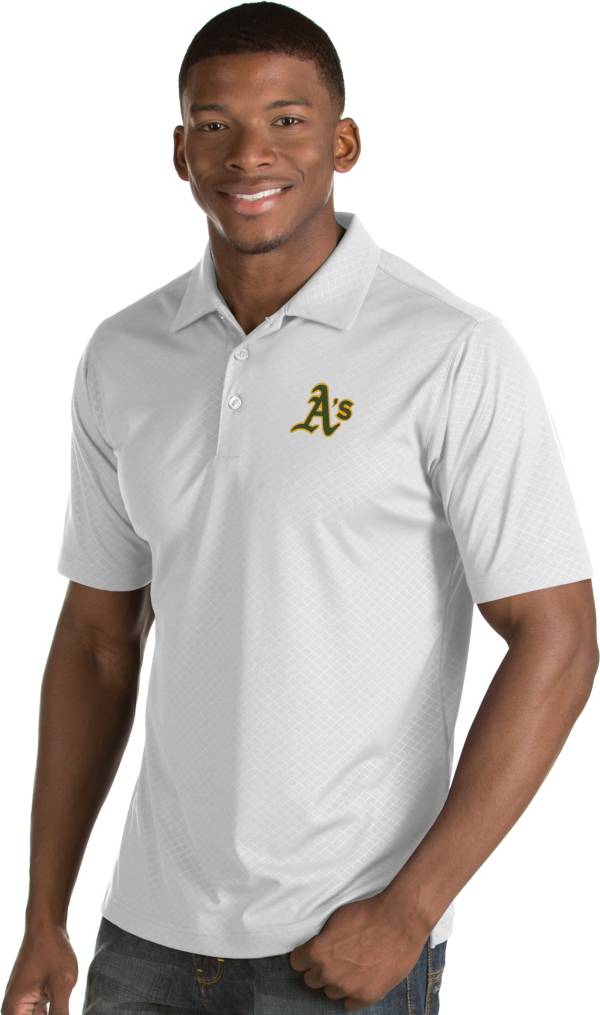 Antigua Men's Oakland Athletics White Inspire Performance Polo