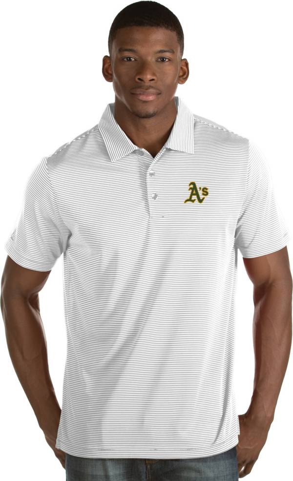 Antigua Men's Oakland Athletics White Quest Performance Polo