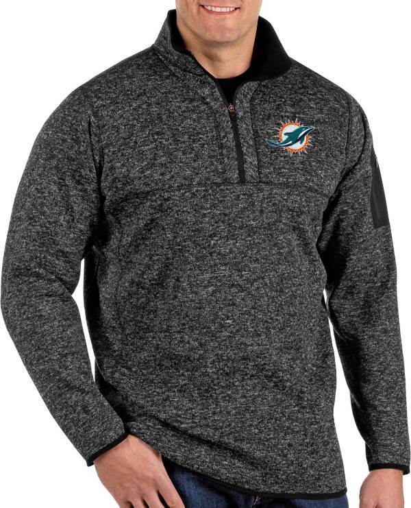 Antigua Men's Miami Dolphins Fortune Black Pullover Jacket