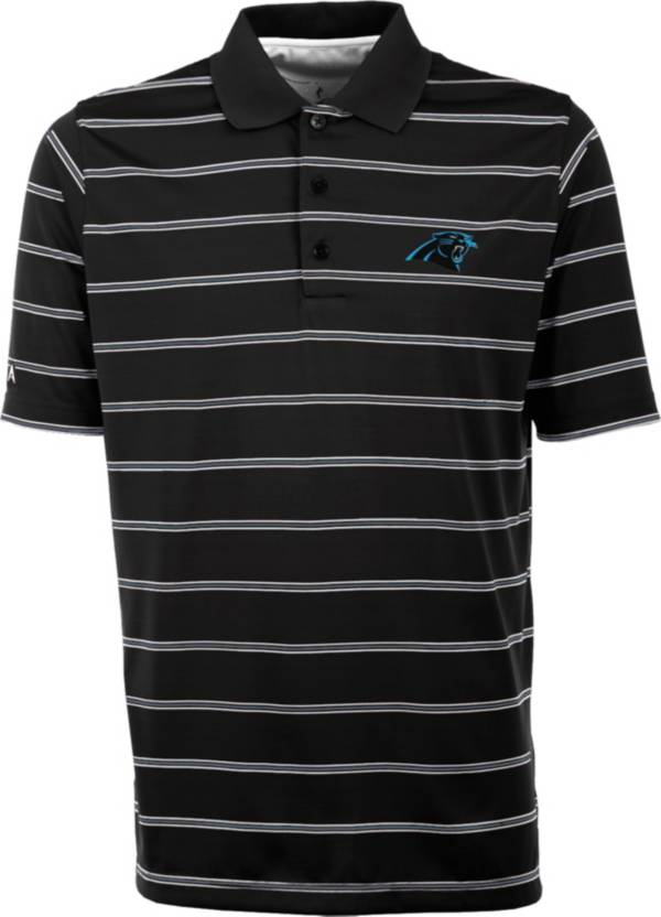 Antiqua Men's Carolina Panthers Black Deluxe Polo