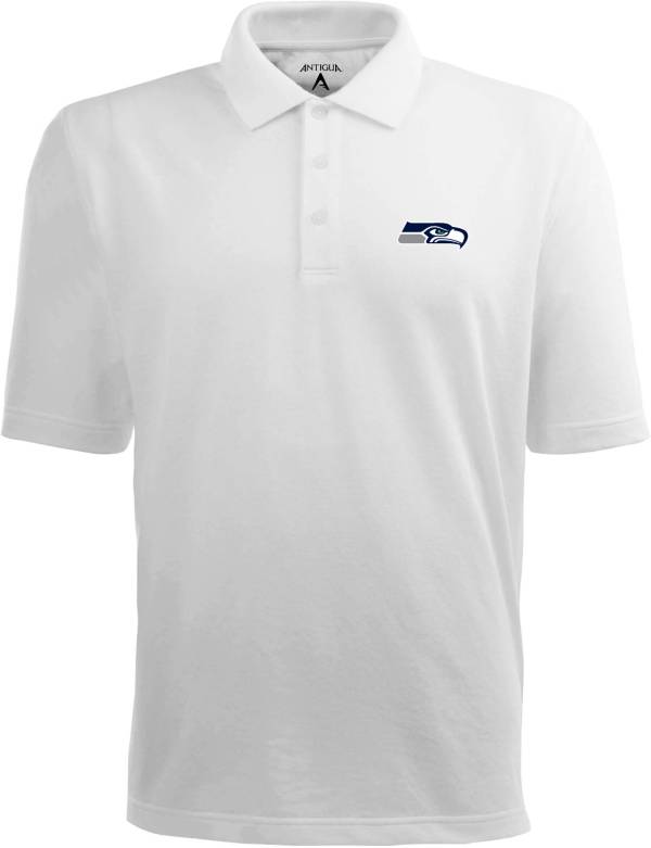 Antigua Men's Seattle Seahawks Pique Xtra-Lite White Polo product image
