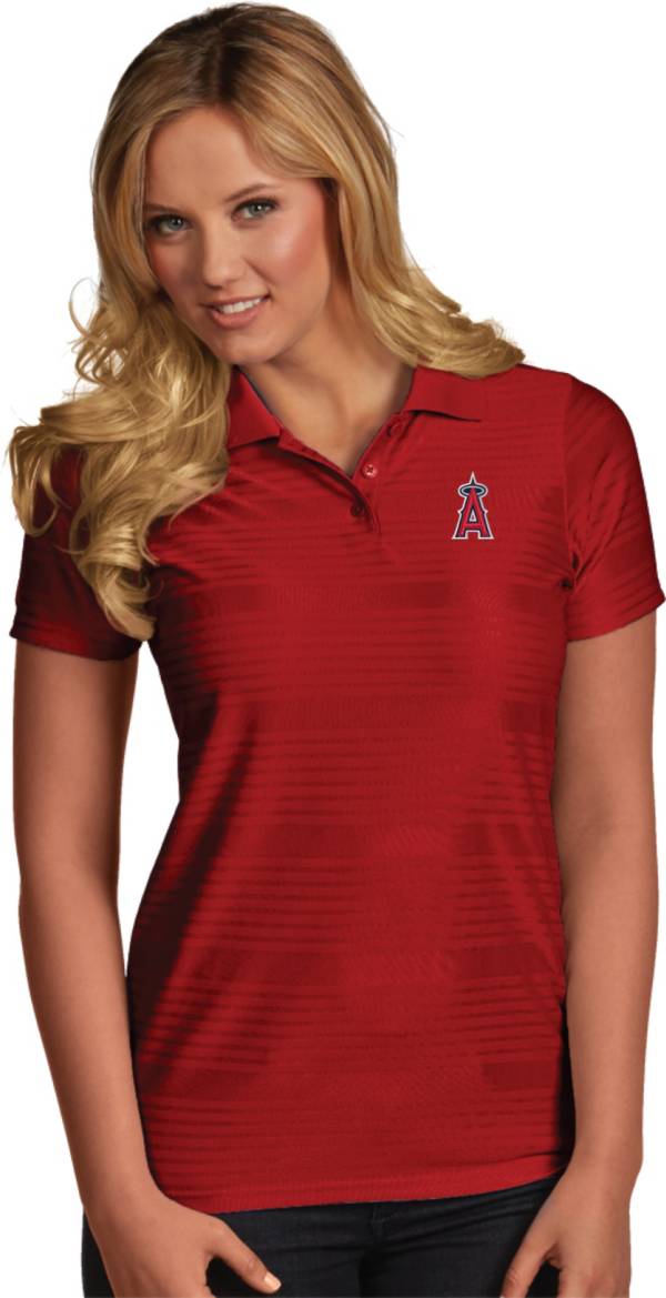 Antigua Women's Los Angeles Angels Illusion Red Striped Performance Polo