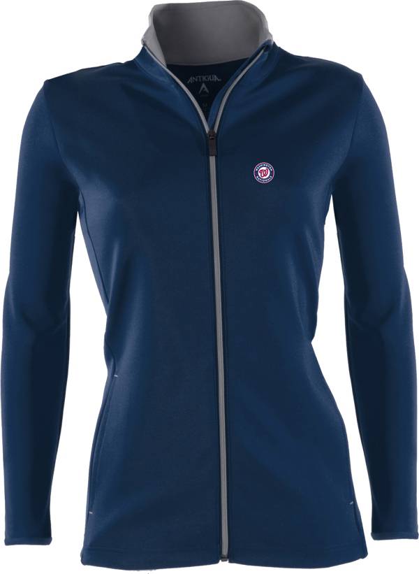 Antigua Women's Washington Nationals Leader Navy Full-Zip Jacket