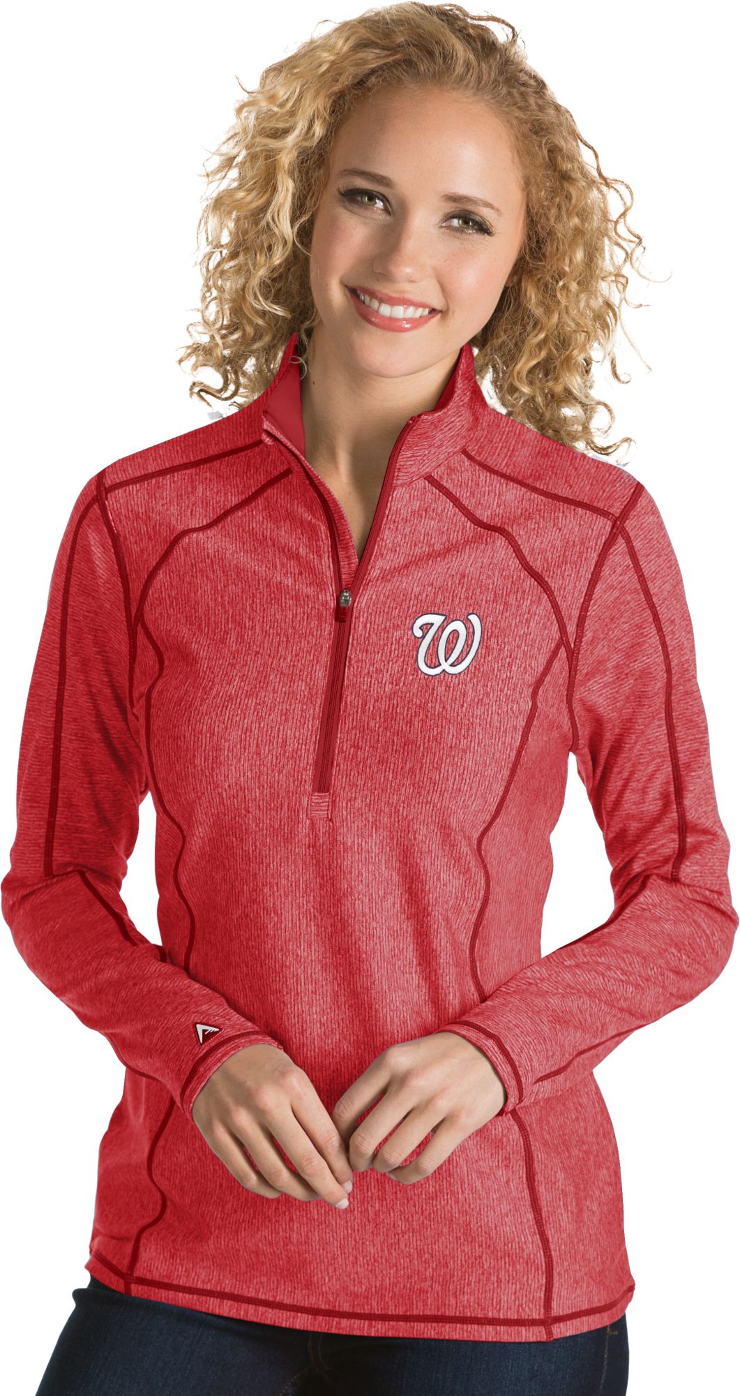 red quarter zip pullover women's