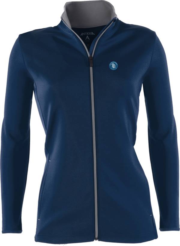 Antigua Women's San Diego Padres Leader Navy Full-Zip Jacket