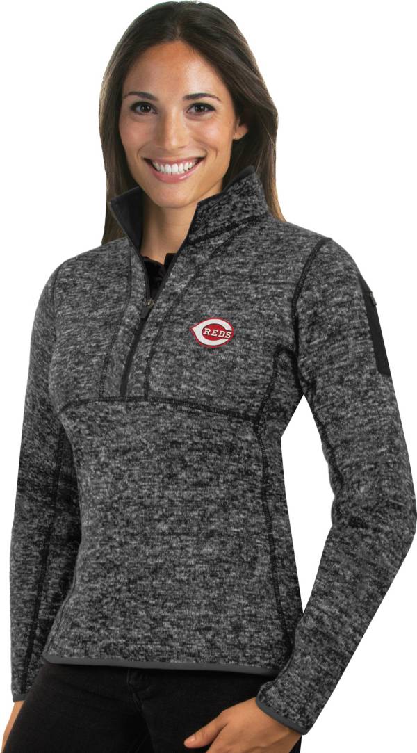 Antigua Women's Cincinnati Reds Grey Fortune Half-Zip Pullover product image