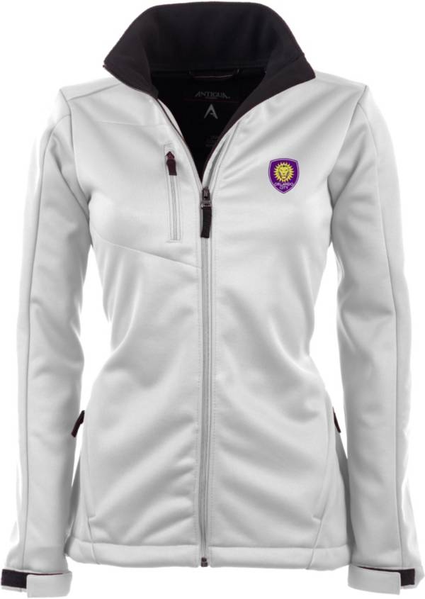 Antigua Women's Orlando City Traverse White Soft-Shell Full-Zip Jacket