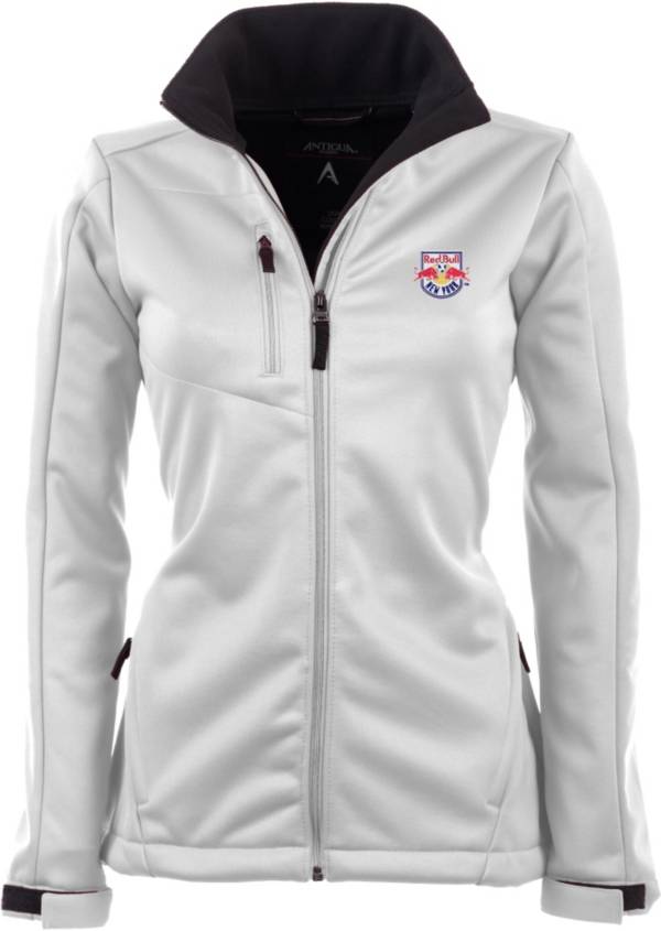 Antigua Women's New York Red Bulls Traverse White Soft-Shell Full-Zip Jacket