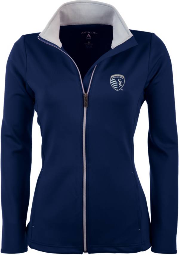 Antigua Women's Sporting Kansas City Navy Leader Full-Zip Jacket