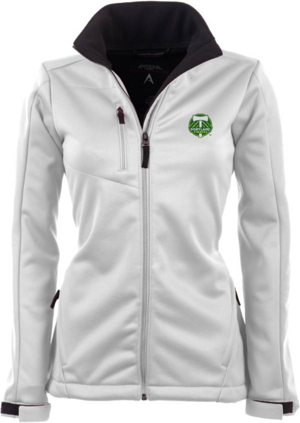 Antigua Women's Portland Timbers Traverse White Soft-Shell Full-Zip Jacket