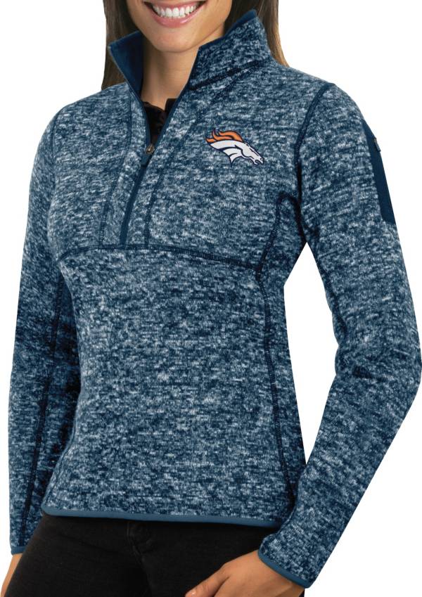 Antigua Women's Denver Broncos Fortune Navy Pullover Jacket