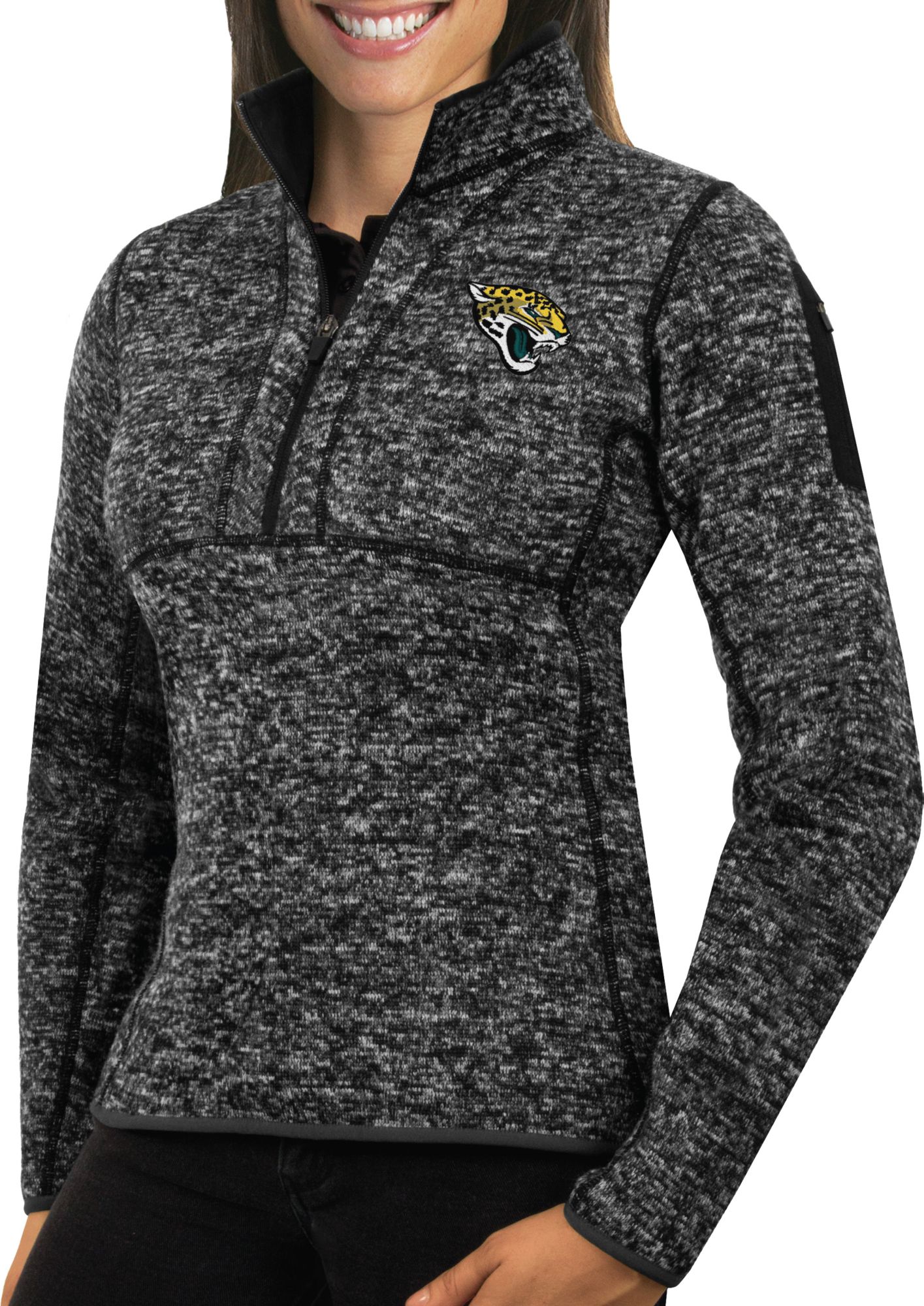 Antigua Women's Jacksonville Jaguars Fortune Black Pullover Jacket